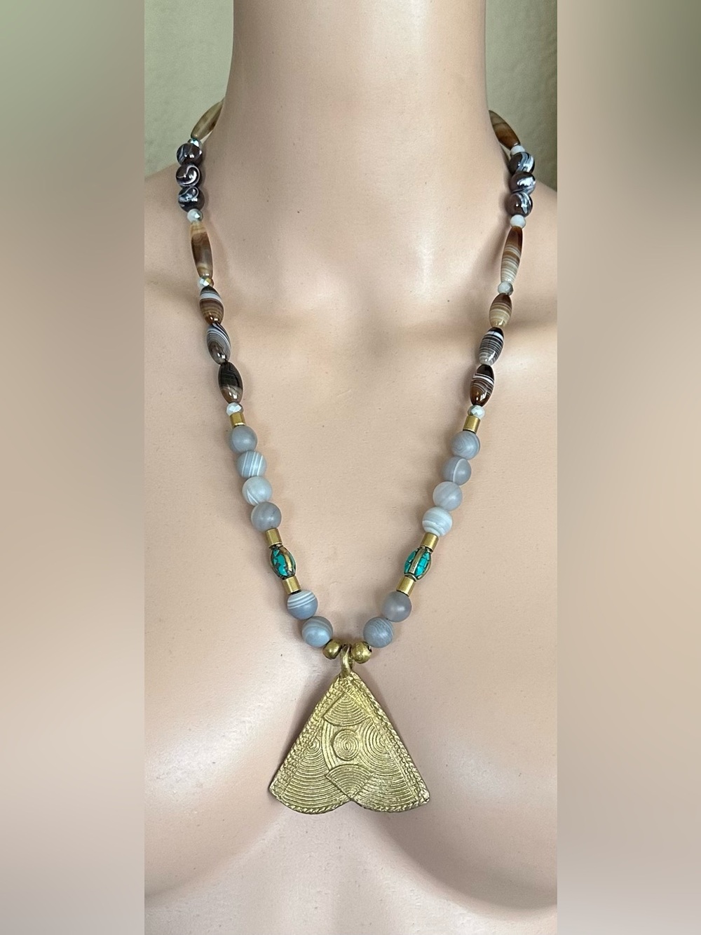 26-1/2 inch Botswana Gemstone bead necklace NWOT